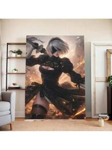 Majestic Flame Warrior Canvas Art Print - Wooden Frame Canvas Painting 2.25cm Piece (3) Thickness 0.9inch / 30, Home Gift Decoration, Room Decoration Aesthetics, Wall Decoration Art, Perfect Gift, Autumn Winter Wall Decoration, Living Room Decoration, Bedroom Decoration, Kitchen Decoration, Entrance Decoration, Bathroom Decoration, Direct Wall Painting, High-Quality Wall Painting Poster