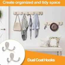 重型双挂钩金属壁挂式衣架挂钩，适用于客厅、浴室、厨房、卧室，用于悬挂外套、包、围巾、毛巾、帽子、钥匙、杯子、橱柜装饰配件