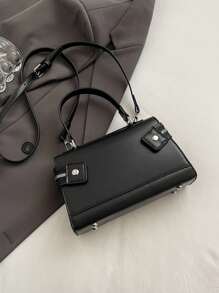 1pc Women's Solid Color Handbag, Shoulder Crossbody Bag, Black - Black - View 5