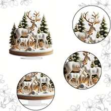 2D 平面 [雪林装饰] 雪林亚克力驯鹿桌面装饰，艺术装饰风格，多用途，无需电力，适合圣诞节和节日展示，风格随机