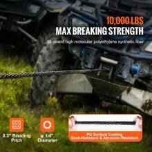 Synthetic Or Galvanized Steel Winch Rope, 3/16" X 50 Ft To 1/2" X 92 Ft, 26,500 Lbs To 8,350 Lbs Breaking Strength,Towing Cable Heavy Duty, Universal Fit For SUV, Large Off-Road Vehicle, Truck - Synthetic 1/4" X 50 Ft 10,000 Lbs - View 2