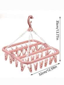 1pc multifunctionele opvouwbare hangende kledingrek met 32 clips, multifunctionele waslijn, sokkenclips, droogrek voor thuis en studenten