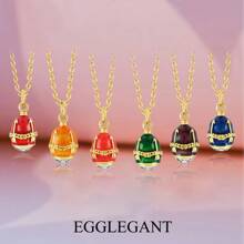 EGGLEGANT 1 pieza Delicado colgante de huevo esmaltado, collar con colgante simple, joyería para mujeres para uso diario, regalo de Pascua o aniversario
