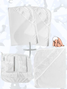 6 Piece Kit 2 Diapers 3 Diapers With Pacifier Clip 1 Hooded Towel Baby Infant Unisex White - 套件 6 件 - 查看 1
