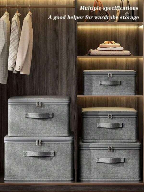 Large Capacity Foldable Lidded Storage Box, Household Wardrobe Folding Storage Bin,Clothes, Blanket Organizer Box Dress Pants Shoes Jeans Boots Skirtbedroom,Organizer,Organiser Home Storage,White T Shirt Women,Black PantsWomen,Ladies Winter
