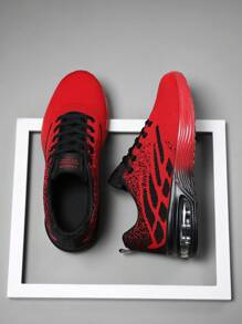 scarpe sportive con suola ammortizzata intrecciata, adatti per fitness, palestra, jogging, camminata e sport all'aperto - Rosso e nero - Visualizzare 2