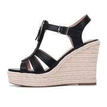 Women's Classic Summer Platform Dress Sandals Wedge Ankle Strap Round Open Toe Sandals Comfy Sloping High Heels For Women Casual Beach - 黑色 - 查看 2
