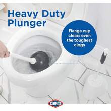 Clorox Toilet Bowl Brush & Plunger Combo Set With Storage Caddy-Toilet Plunger For Bathroom, Bathroom Organizers & Storage, Bathroom Accessories, Toilet Unlogger, Long Handled Toilet Brush - 白色/灰色 - 查看 3