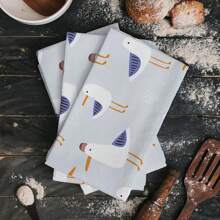 2 Piezas Toalla de cocina absorbente con diseño de gaviota azul, toalla de baño moderna con patrón azul de gaviota, toalla de cocina con tejido de tema de pájaros, adecuada para hornear y cocinar