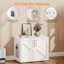 Danolapsi Cat Litter Box Enclosure,Hidden Litter Box Furniture With Double Room,Wooden Litter Box Enclosure Furniture,Indoor Cat House Cat Washroom Furniture Side End Table TV Stand - White - View 4