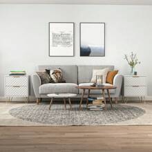 Nightstand Set Of 2, Bedside Table With 2 Drawers Storage, End Side Table With Golden Legs For Living Room, Bedroom Furniture - trắng - Xem 10