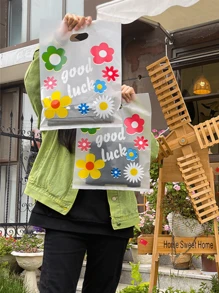 30个小花礼品包装袋，小配饰手提包，化妆品收纳袋，小花手提包，适用于节日、派对假期、生日礼品包装袋 - 彩色 - 查看 4