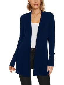 Beautiful Nomad Women Casual Knitted Cardigan, Spring Autumn - Navy Blue - View 5