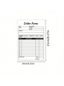 1pc Order Book, 2 Parts Small Business Carbonless Invoice Book, 5.5 X 8.3 Inches, Paperboard Receipt Book (50 Sets),School Supplies,Back To School - Multicolor - View 2