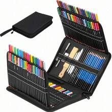 28/51/72/96/145 Packs Drawing Sketching Coloring Set, Include Professional Soft Core Colored Pencils, Sketch&Harcoal Pencils, Sketchbook, Art Tool Kit, Artists Student Gift Back To School