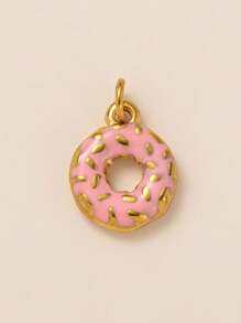 1pc Stainless Steel Plated Gold Drip Paint Multi-Element Pendant Necklace, Christmas Tree, Donut, Football, Roller Skate Charms, Suitable For DIY Necklace And Bracelet