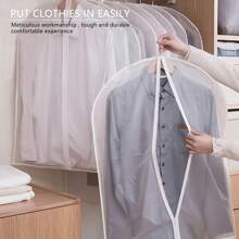 6 Pack Dustproof Clothes Covers Waterproof Breathable Garment Covers Suit Coat Dress Storage Protector Translucent Clothes Covers Hanging Clothes Bags With Zip
