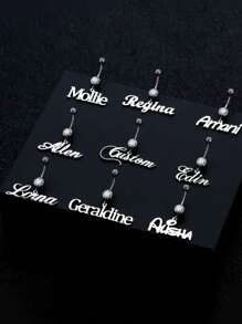 One Piece Custom Fashion Charm Custom Name Sexy Belly Button Piercing Belly Button Ring Personalized Letter Love Pendant Synthetic Zirconia Jewelry Home Party Gift For Girlfriend Or Lover Birthday Gift, Valentine's Day Gift, Gold, Silver, Stylish, Colorful, Vintage, Unisex, Hipster, Simple, Casual, Custom, Personalized, Unique, For Anniversaries, For Birthdays, For Graduation, For Prom, For Party, Jewelry Women, Elegant Outfit, Customized Anklets, Waist Chains & Belly Button Studs, Street Casual Chic
