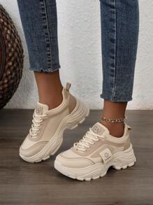 New Women Outdoor Sports Shoes, Thick Sole Lift, Lightweight & Comfortable, Breathable, Versatile Casual Chunky Sneakers, Anti-Skid & Wear-Resistant