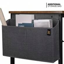 Tiger Stripes Wooden Office Computer Desk Workstation With Storage Bag - Stylish Writing Table For Enhanced Productivity