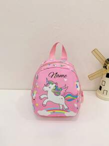Mochila mini personalizable, regalo de vuelta al colegio, con nombre personalizado o mensaje festivo. Mochila mini con patrón de unicornio arcoíris. Se puede personalizar con tu nombre, texto, números, etc. Esta es una mochila ligera, muy adecuada para niños y niñas en la vida diaria, ir de compras, viajar, ir a la escuela. Perfecta para Navidad, Acción de Gracias - Multicolor - Ver 8