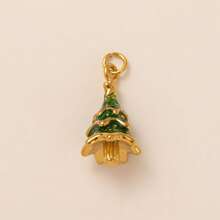 1pc Stainless Steel Plated Gold Drip Paint Multi-Element Pendant Necklace, Christmas Tree, Donut, Football, Roller Skate Charms, Suitable For DIY Necklace And Bracelet