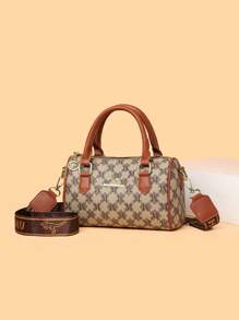 ZHONGYUDAISHU 1 件时尚欧式女式 PU 皮革手提包，多功能单肩包，适合日常工作和度假，是送给女朋友和母亲的绝佳礼物 - 彩色 - 查看 1