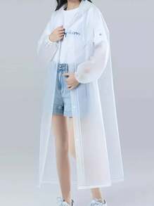 1/2 件男式女式纯色防水长袖连帽雨衣，防风、防水、快干，非常适合骑行和户外探险，可折叠、便携，适合户外徒步旅行钓鱼登山，适合骑行和户外探险 - 可折叠、便携、加厚设计 - 休闲风格旅行配件