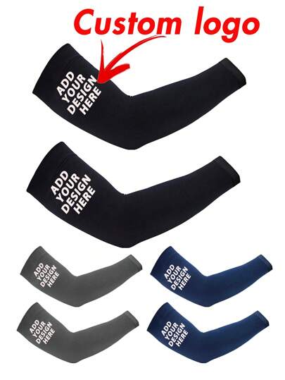Customizable Adult Sun Protection Arm Sleeves - Personalized Logo & Text Design, Non-Slip Elastic Band, Breathable For Outdoor Cycling, Golf, Running - Lightweight Sports Arm Covers - For Men & Women - All-Season -