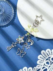 1pc Y2K Style Cute Bow Acrylic Pendant Metal Key Chain Suitable For Women Bag Keyring Gift