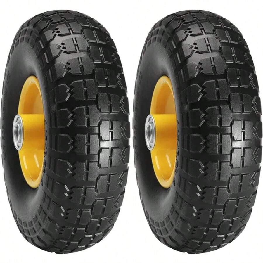 VEVOR Solid PU Run-Flat Tire Wheel, 10", 2-Pack, 400 Lbs Dynamic Load, 450 Lbs Static Load, Flat Free Tubeless Tires And Wheels For Hand Truck, Utility Cart, Dollies, Garden Trailers, Various Carts - Tải trọng: 400 lbs - Xem 1