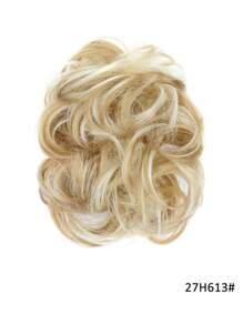 合成耐热编织发髻，带蓬松自然发夹，多种颜色，棕黑色自然接发，女士时尚卷发水波接发，适合日常节日角色扮演派对，圣诞礼物，二手初学者友好礼物 - 亞麻棕 - 查看 17