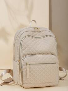 Women's Large Capacity Shoulder Bag With Top Handle And Backpack Function, School Backpack - Beige - View 4