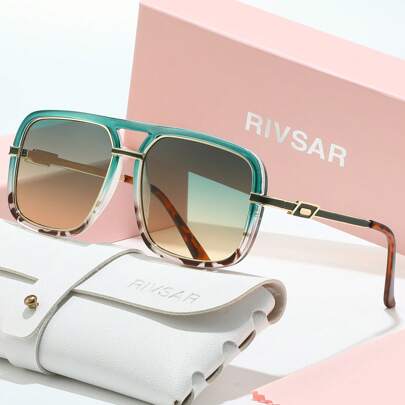 Rivsar 时尚女士太阳镜，超大偏光双梁Y2K太阳镜，采用TAC材质，轻便舒适，适合驾驶、户外活动、派对、优雅场合、摄影、旅行、休闲等，是送给女性的理想礼物（生日、情人节、夏季、婚礼、斋月），日常及特殊场合皆宜，时尚镜框，佩戴舒适，简约百搭，送礼佳品，高端品牌节日礼品精品太阳镜，夏季套装，礼盒套装，教师节，返校季。