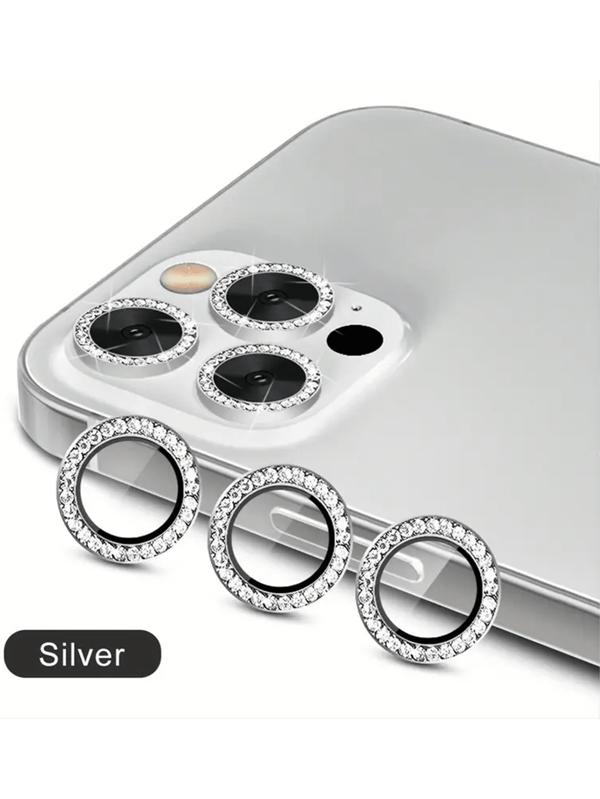3pcs Rhinestone Decor Anti-Scratch / Explosion-Proof Mobile Phone Camera Protection Film Compatible With IPhone 11/IPhone 12/IPhone 13/IPhone 14/IPhone 15/IPhone 16 Gift For Birthday, Family, Friends Sparkling Crystal, Lens Protector, Phone Accessories Waterproof Shockproof Anti-Fall Anti-Fall Anti-Fingerprint Full Cover