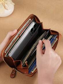 2025 New Fashion Big Capacity Zip-Up Genuine Soft Leather Women's Wallet Long-Style Card Holder Clutch For Women Wallet Mini Wallet Purse Wallet Wallet Coin Wallet Wristlet - Multicolor - View 4