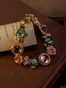 1pc Colorful Candy-Color Floral Design Bracelet, Sweet Style Suitable For Women Party Wear And Gift For Friends - Baby Pink - View 3