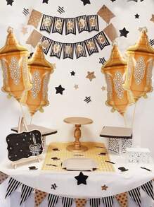 3 件/套 EID 灯笼形铝箔气球配金色丝带，开斋节派对背景装饰用品，斋月节日派对居家房间装饰气球，开斋节礼物派对礼品 - 燈籠 - 查看 2