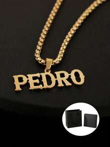 1pc Children's Customized Letter Name Necklace, Thick Chain Chain, Square Faux Pearl Pendant, Stainless Steel Bold Nameplate Necklace Personalized Jewelry Party Anniversary Gift Children's Party Children Wear Jewelry Necklace, Simple And Atmospheric, Holiday Gifts Versatile Clothes,Letter,Engraved,Ornamental,Exquisite,Stylish,Modern,Custom,Personalised,Unique,Customized,Baby Gifts,Ideal Gifts For Him,Ideal Gifts For Her,Son,Daughter
