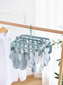 1pc multifunctionele opvouwbare hangende kledingrek met 32 clips, multifunctionele waslijn, sokkenclips, droogrek voor thuis en studenten