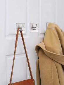 4 件装不锈钢壁钩，防锈浴室毛巾衣帽钩架，粘性衣架，适用于厨房、浴室、衣柜 - 銀色 - 查看 6