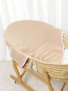 1 件婴儿针织襁褓毯，休闲简约精致边缘婴儿推车毯，四季通用 - 駝色 - 查看 4