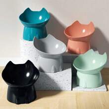 New Pet Cat High Foot Bowls, Protect Neck Vertebra, Spill-Proof Plastic Slanted Cat/Dog Food Feeder Dishes