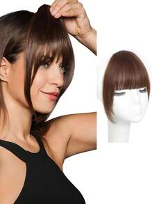 Tóc nối kẹp 6 inch màu nâu, đen và mái bằng kiểu Pháp, phù hợp cho nữ, có tóc mai và mái vòm, dùng hàng ngày, phụ kiện tóc. - Nhiều màu - Xem 13