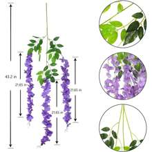 12pcs Artificial Wisteria Flowers 3.6 Feet Artificial Fake Wisteria Vine Hanging Garland Silk Flowers String Garland Artificial Wisteria Vines Rattan Silk Flower String Wedding Party Wall Decorations