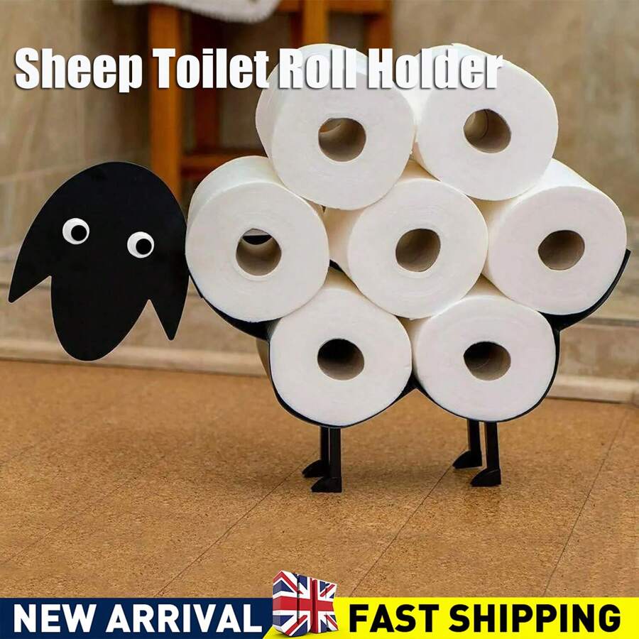 Toilet Roll Holder Sheep Free Standing Novelty Metal Toilet Paper Stand Animal - Black - View 1