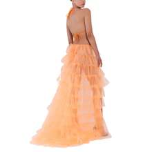 Women's Tulle Maxi Skirt Floor Length Layered High Waist Split Skirt A-Line Puffy Mesh Tutu Skirt Irregular Hem Lace-Up Puffy Skirt Party Prom Dresses For Wedding Party - trái cam - Xem 4