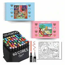 Book Kit 96 Pages + 60 Double Tip Pens For Educational Coloring Back To School Holidays - Baby Blue - View 1