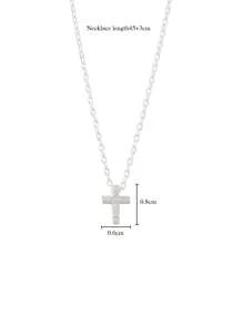 1pc Elegant Cubic Zirconia Decorated S925 Sterling Silver Cross Pendant Necklace, Gift For Women