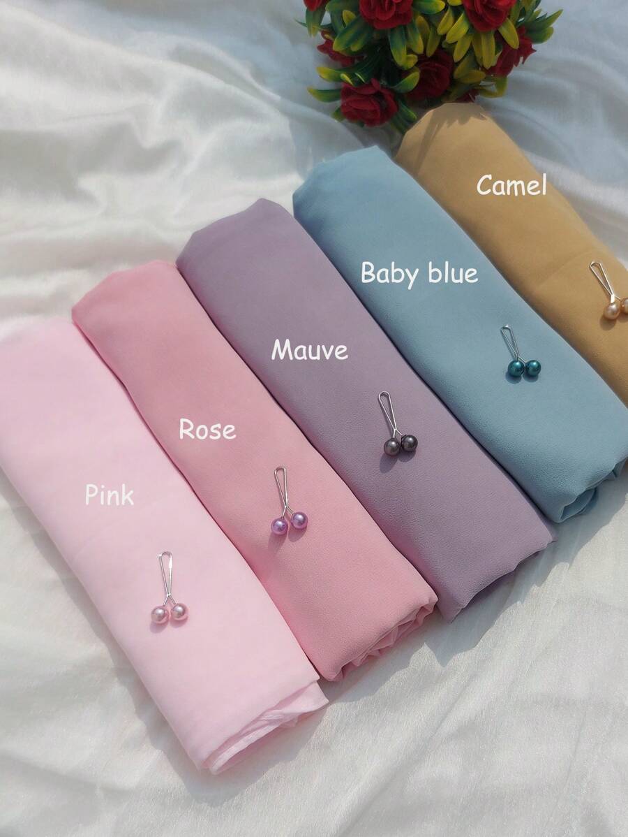 1 chiếc khăn choàng đi biển bằng vải chiffon màu trơn dành cho nữ, thích hợp để phối cùng áo choàng và mặc hàng ngày, có tác dụng chống nắng.